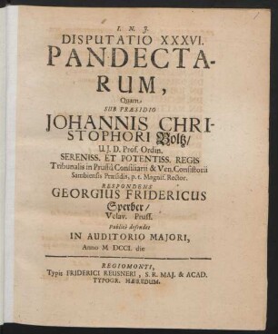 Disputatio XXXVI. Pandectarum