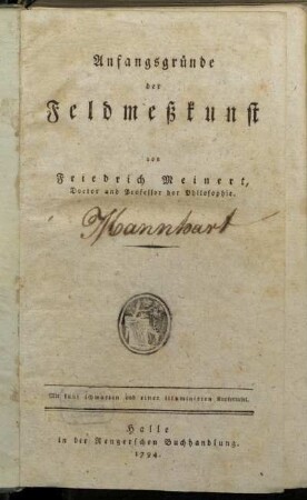 Anfangsgründe der Feldmeßkunst