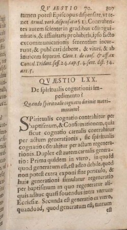 Qvaestio LXX. De spiritualis cognationis impedimento?