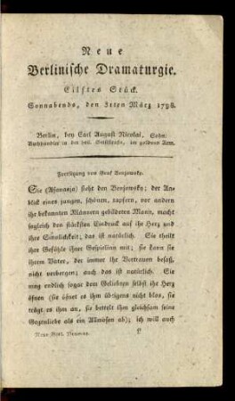 Eilftes Stück. Sonnabends, den 31ten März 1798
