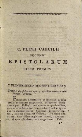 C. Plinii Caecilii Secundi Epistolarum : libri decem