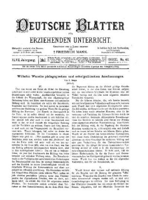 Wilhelm Wundts pädagogischen und schulpolitischen Anschauungen : (Schluß)