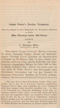 518-536 Caspar Peucer's Zweites Testament