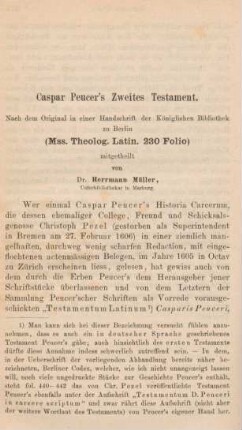 518-536 Caspar Peucer's Zweites Testament