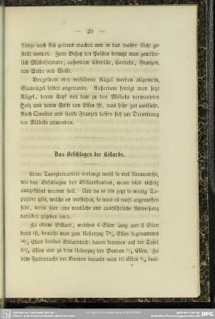 Das Beschlagen der Billards