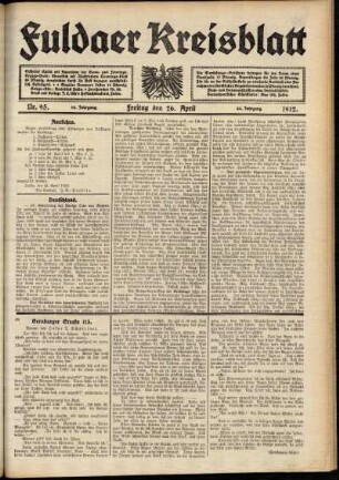 Ausgabe vom Freitag, den 26. April 1912.