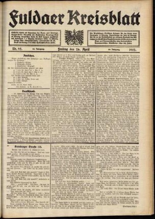 Ausgabe vom Freitag, den 26. April 1912.
