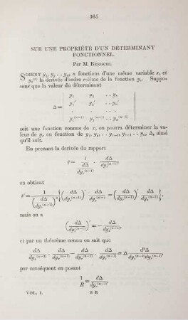 Sur une proriété d'un déterminant fonctionnel.