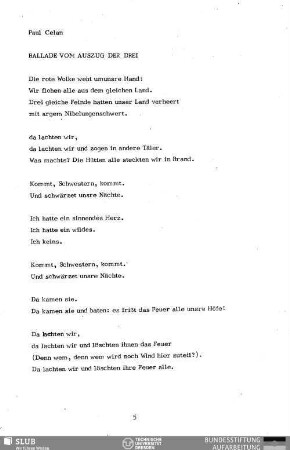 Ballade vom Auszug der Drei