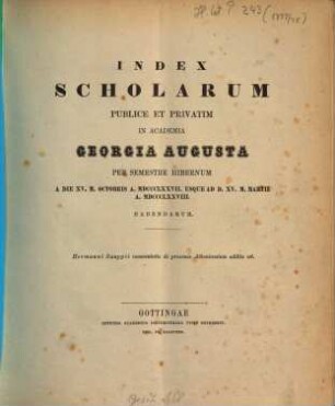 Index scholarum publice et privatim in Academia Georgia Augusta ... habendarum, WS 1877/78