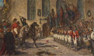 Einzug der Deutsch-Englischen Legion in Hannover. Studie für das mittlere Motiv des dreiteiligen Wandgemäldes im Sitzungssaal des Ständehauses in Hannover