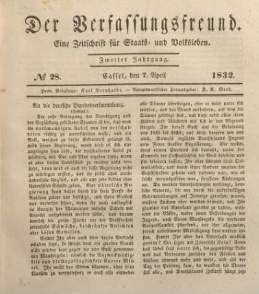 № 28. Cassel, den 7. April 1832.