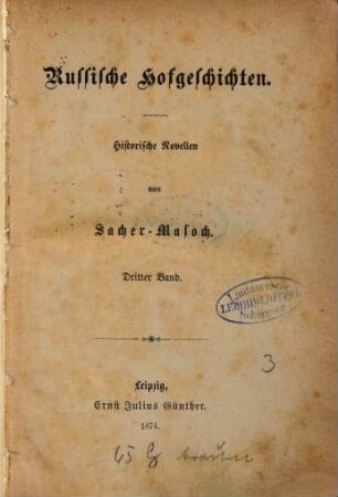 Russische Hofgeschichten : histor. Novellen, 3