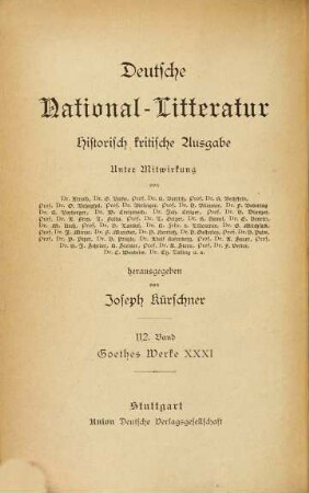 Goethes Werke, 31. Aufsätze zur Litteratur