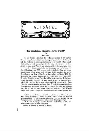 Zur Beurteilung Herbarts durch Wundt