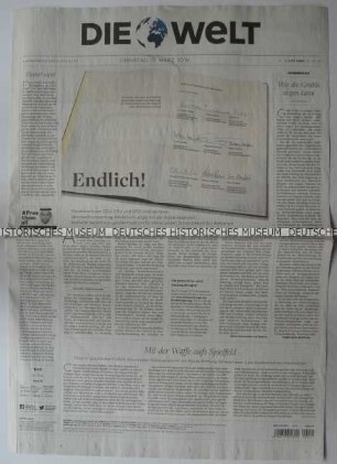 Tageszeitung "Die Welt" mit Titel zur Regierungsbildung in Deutschland