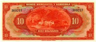Geldschein, 10 Bolívares, 1934/1935