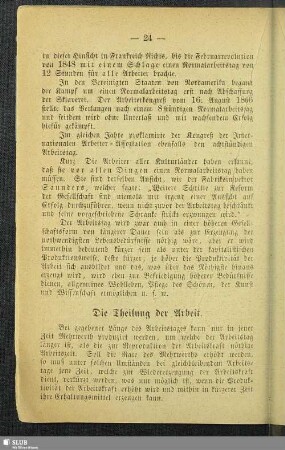 Die Theilung der Arbeit