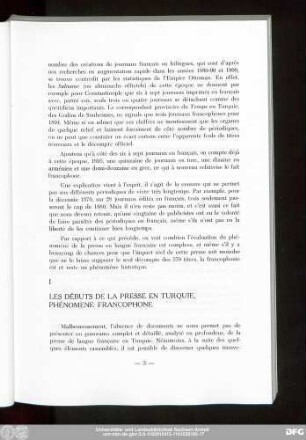 I Les Débuts De La Presse En Turquie, Phénomene Francophone