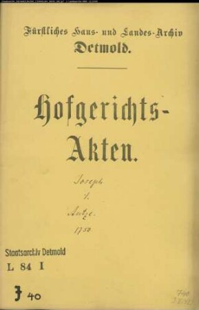 Joseph, Schutzjude gegen Amtsschreiber Antze in Lage - Schuldforderung
