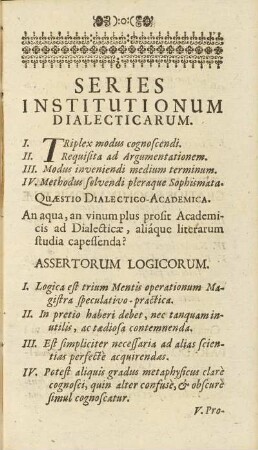 Series Institutionum Dialecticarum.