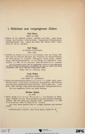 I. Bildnisse aus vergangenen Zeiten (Nr. 1-68)