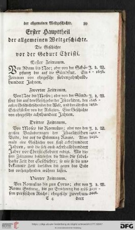 Erster Haupttheil der allgemeinen Weltgeschichte: Die Geschichte vor der Geburt Christi