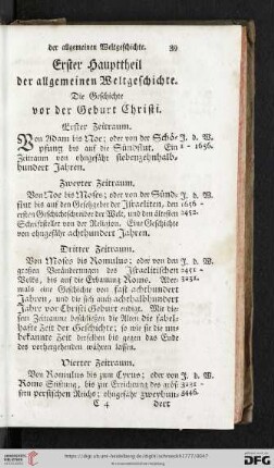 Erster Haupttheil der allgemeinen Weltgeschichte: Die Geschichte vor der Geburt Christi