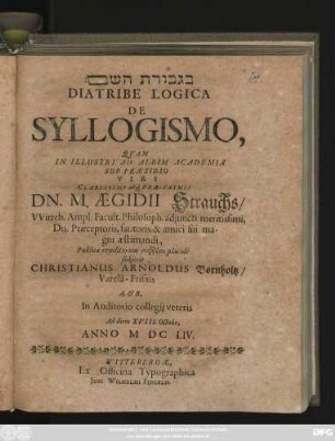 Diatribe Logica De Syllogismo