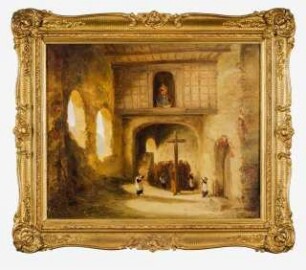 Prozession von Mönchen in einem italienischen Kloster