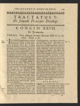 Tractatus V. De secundo Praecepto Decalogi.