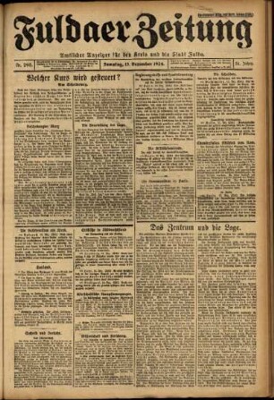 Erste Ausgabe vom Samstag, den 13. Dezember 1924.