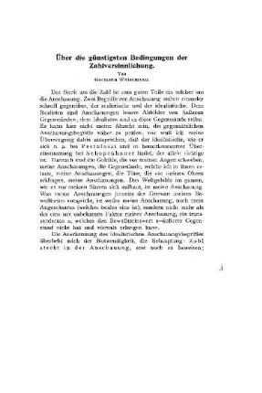 Über die günstigsten Bedingungen der Zahlversinnlichung