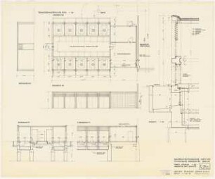 Nachrichtentechnische Institute der Technischen Universität Berlin Transformatorenstation: Grundriss 1:50, Westansicht 1:50, Südansicht 1:50, Querschnitt 1:50, Längsschnitt 1:50, Schnitt 1:10