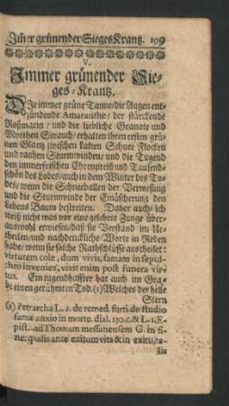 V. Immer grünender Sieges-Krantz.