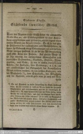 Siebende Klasse. Stärkende (tonische) Mittel