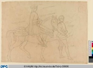 Nachzeichnung eines Reiters und seines Knappen aus der "Anbetung der Könige"