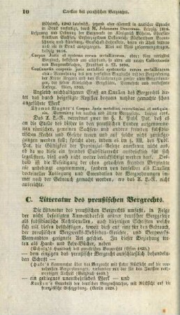 C. Litteratur des preußischen Bergrechts