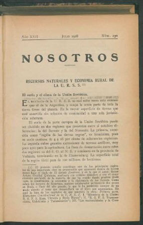 Recursos naturales y economía rural de la U. R. S. S.