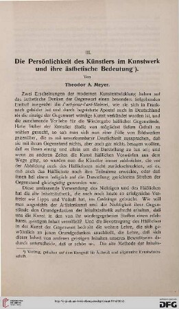 Die Persönlichkeit des Künstlers im Kunstwerk und ihre ästhetische Bedeutung