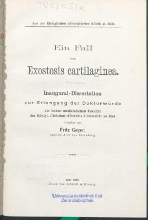 Ein Fall von Exostosis cartilaginea