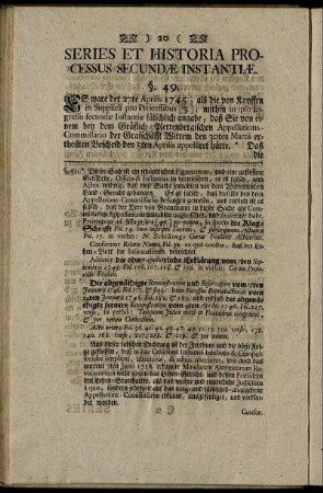 Series Et Historia Processus Secundæ Instantiæ.