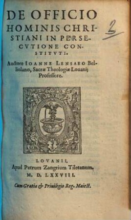 De officio hominis christiani in persecutione constituti