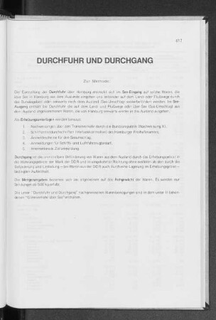 V. Durchfuhr und Durchgang