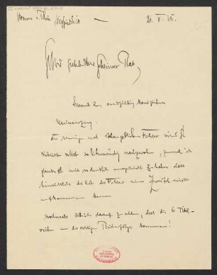 Brief an B. Schott's Söhne : 21.02.1915