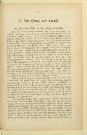 IV. Aus Heimat und Fremde