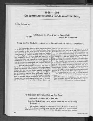 1866-1991: 125 Jahre Statistisches Landesamt Hamburg