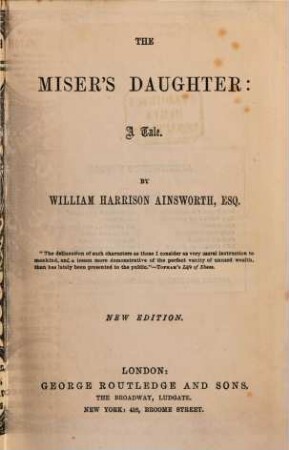 The Miser's daughter : a tale