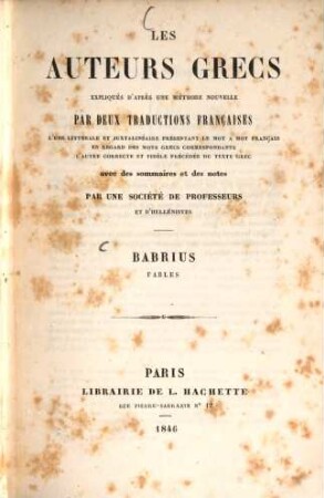Fables (expliquées par Théobald Fix et traduites en français par Sommer)