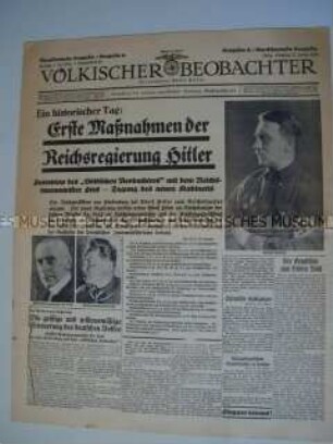 Nachdruck der NS-Tageszeitung "Völkischer Beobachter" zur "Machtergreifung"